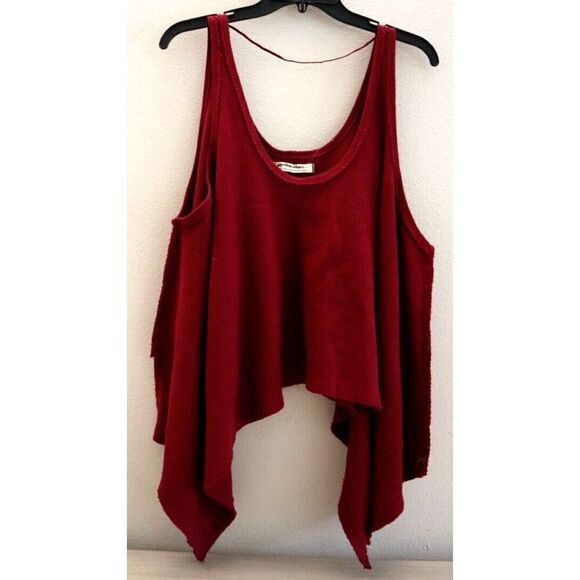 Free People OB1338264 Women Sz S Red Sing La La Cotton-Knit Scoop Neck Tank Top - Picture 1 of 5
